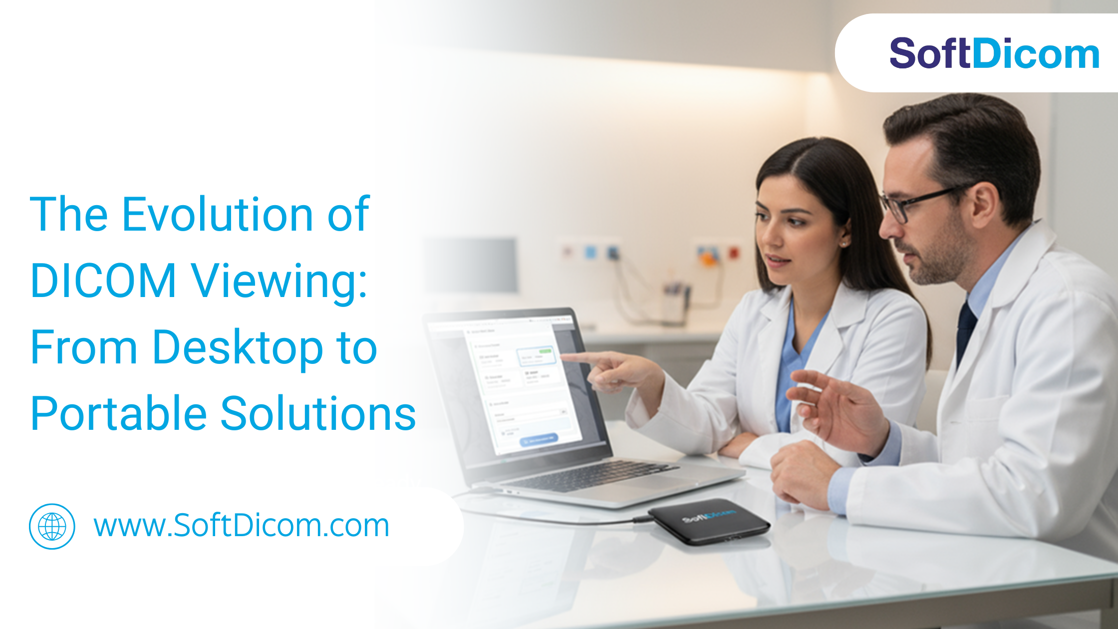 "Evolution of DICOM viewing from traditional desktop systems to portable plug-and-play SoftDicom solution."