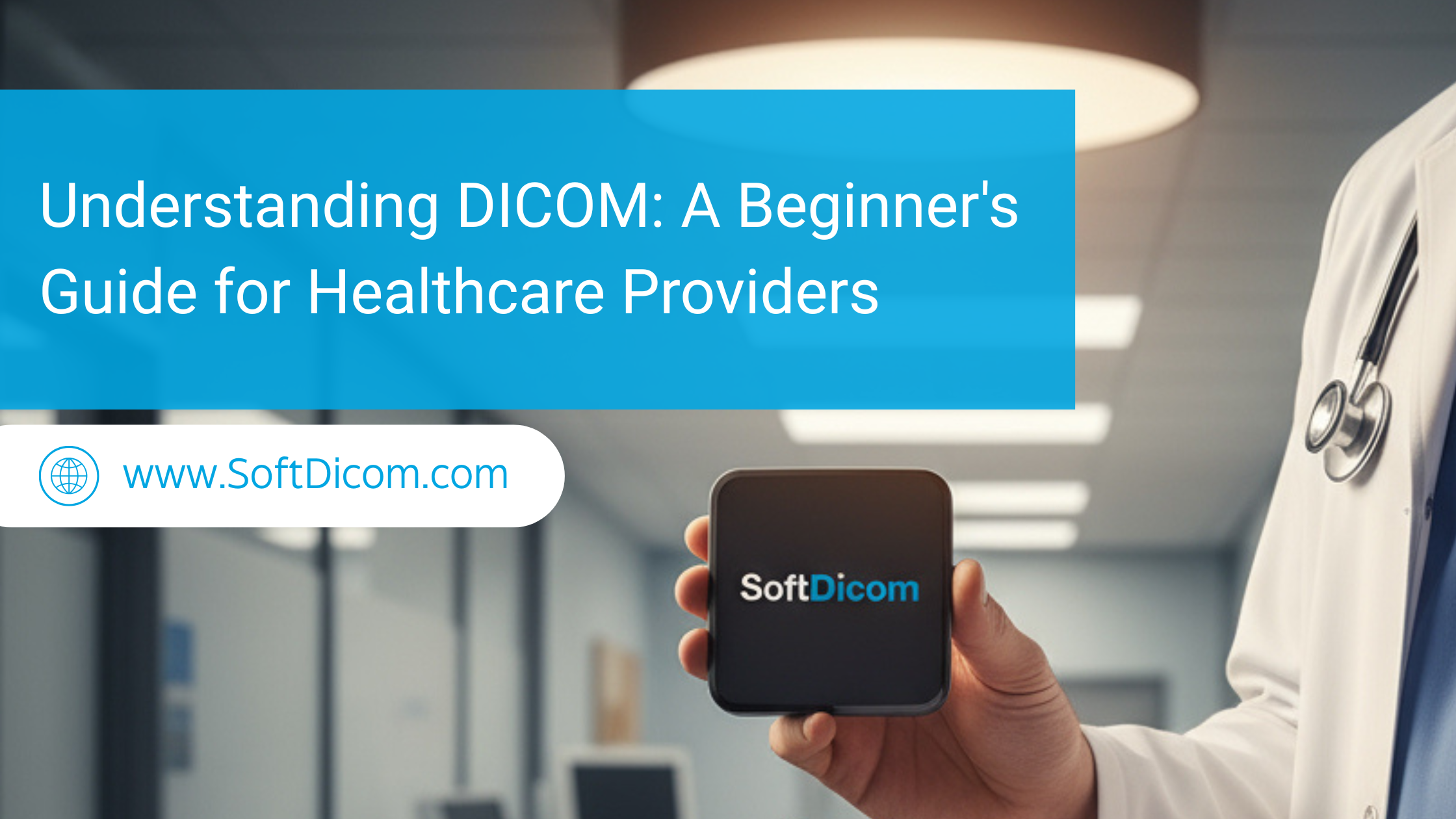 Healthcare professional reviewing DICOM images on a portable device using SoftDicom
